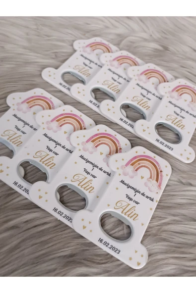 Doğrukan Hediyelik 25 Adet 1 Rakamlı Gökkuşaklı Açacak Bebek Doğum Günü Hediyelik Magmet - Resim 3
