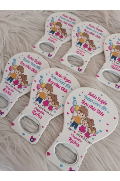 Doğrukan Hediyelik 25 adet 3 kardeşli balon açacak magnet yenidoğan doğum günü mevlüt hediyelikleri - Resim 2