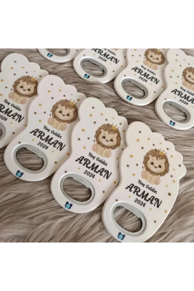 Doğrukan Hediyelik 25 adet aslanlı ayak izi açacak yenidoğan doğum günü magnet hediyelik - Resim 2