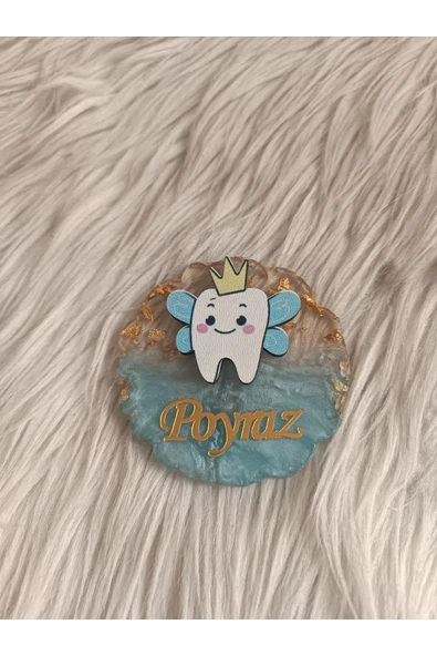 Doğrukan Hediyelik 10 adet mavi epoksi kanatlı diş figürlü magnet yenidoğan doğum günü hediyelikleri - Resim 2