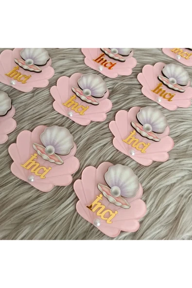 Doğrukan Hediyelik İnci konsept istiridye midye pleksi yenidoğan doğum günü magnet hediyelik(10 adet) - Resim 2
