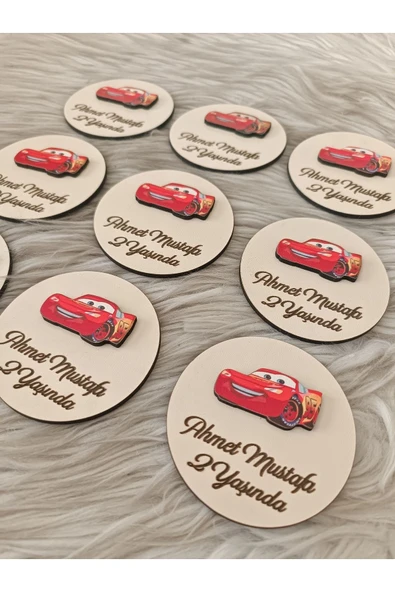 Doğrukan Hediyelik Şimşek Mcquenn Konsept Ahşap Yenidoğan Doğum Günü Hediyelik Magnet(20 ADET) - Resim 3