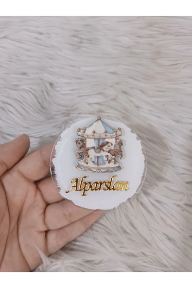 Doğrukan Hediyelik Mavi atlı karınca pleksi magnet yenidoğan doğum günü mevlüt magnet hediyelik (10 adet) - Resim 2