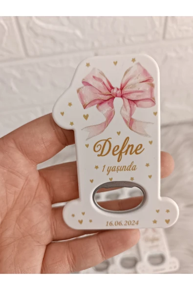 Doğrukan Hediyelik 25 adet 1 rakam açacak pembe fiyonklu yenidoğan doğum günü mevlüt hediyelikleri