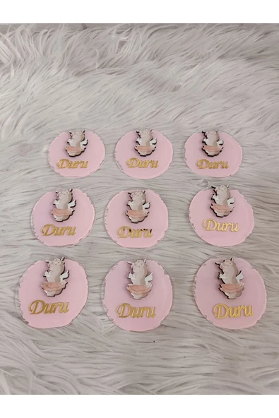 Doğrukan Hediyelik Kanatlı ayıcık figürlü pleksi magnet hediyelik yenidoğan doğum günü mevlüt hediyelik magnet(10 adet) - Resim 3