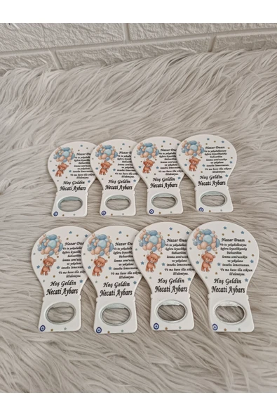 Doğrukan Hediyelik 25 adet balonlu ayıcıklı nazar dualı balon açacak yenidoğan doğum günü mevlüt magnet hediyelik - Resim 3