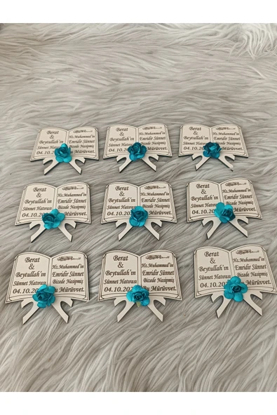 Doğrukan Hediyelik 20 adet sünnet yenidoğan doğum günü ahşap magnet hediyelik - Resim 3
