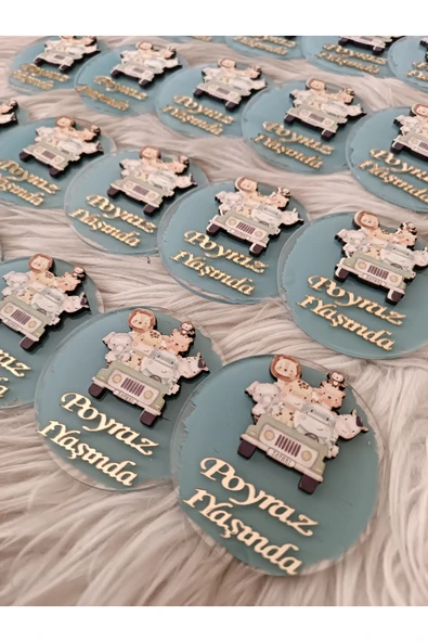 Doğrukan Hediyelik 10 Adet Safari Figürlü Pleksi Yenidoğan Doğum Günü Magnet Hediyelikler - Resim 2