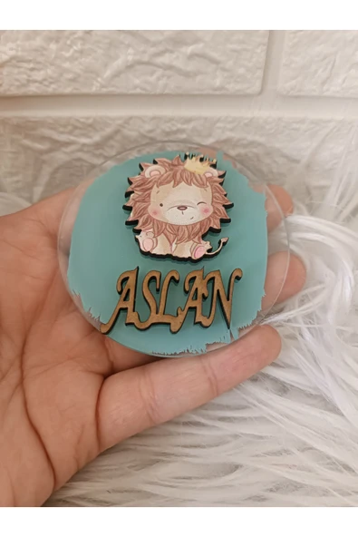Doğrukan Hediyelik Taçlı aslan figürlü yenidoğan doğum günü hediyelik magnet(10 adet) ürün görseli