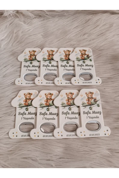 Doğrukan Hediyelik Uçakta ayıcık yeşil renkte 1 rakam açacak yenidoğan doğum günü mevlüt magnet hediyelikleri(10 adet) - Resim 3