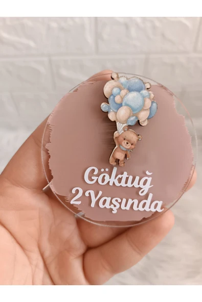 Doğrukan Hediyelik Mavi balon tutan ayıcıklı pleksi magnet yenidoğan doğum günü mevlüt magnet hediyelik 10 adet ürün görseli