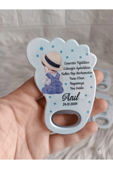 Doğrukan Hediyelik 25 adet arkası dönük oturan bebekli ayak açacak magnet yenidoğan doğum günü mevlüt hediyelikleri ürün görseli