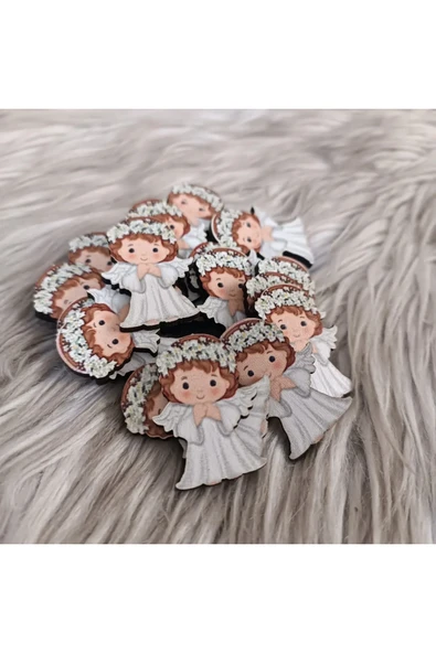Doğrukan Hediyelik 25 Adet Ayakta Duran Melek Figürü Uv Baskılı Bebek Ürünü Süslemelerine Uygun - Resim 2