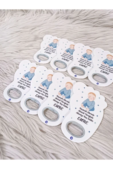 Doğrukan Hediyelik 25 adet yenidoğan doğum günü mevlüt erkek bebekli ayak açacak magnet hediyelik - Resim 2