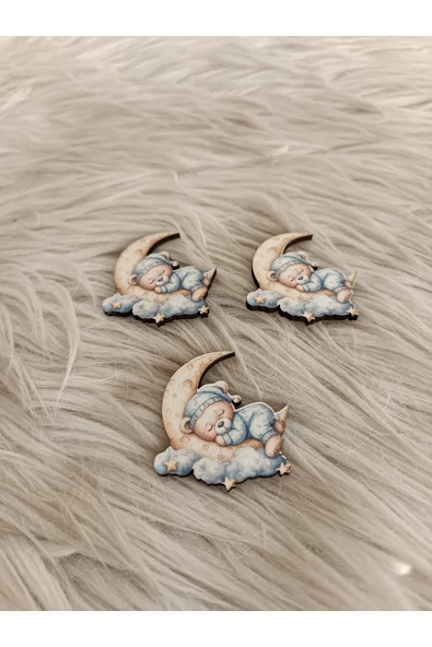 Doğrukan Hediyelik 25 adet ayda uyuyan pijamalı ayıcık figür süslemelere uygun - Resim 2