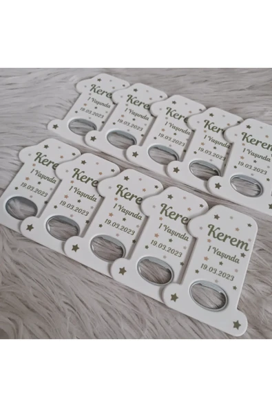 Doğrukan Hediyelik Yıldızlı erkek bebek 1 açacak magnet yenidoğan doğum günü mevlüt magnet hediyelik 10 adet - Resim 3