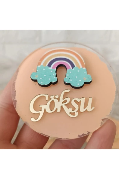 Doğrukan Hediyelik Gökkuşağı Figürlü Yenidoğan Doğum Günü Pleksi Magnet Hediyelik (10 ADET)