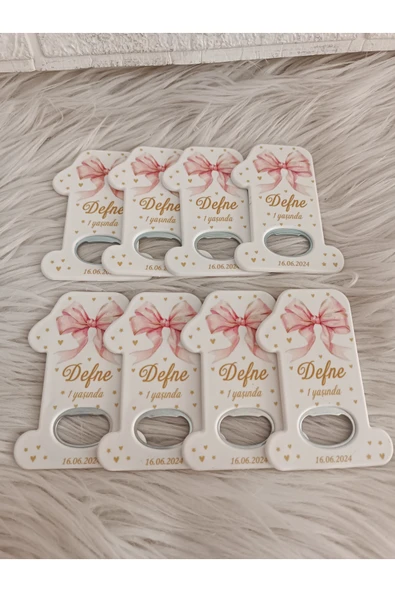 Doğrukan Hediyelik 25 adet 1 rakam açacak pembe fiyonklu yenidoğan doğum günü mevlüt hediyelikleri - 3