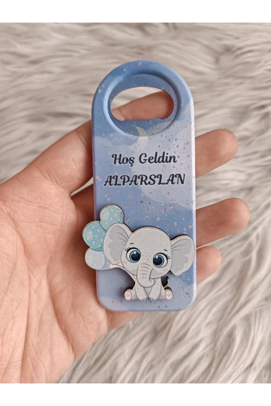 Doğrukan Hediyelik 10 adet mavi balonlu filli uzun açacak magnet yenidoğan doğum günü hediyelikleri ürün görseli