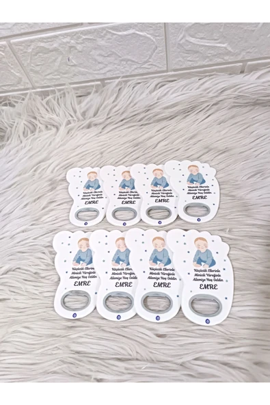 Doğrukan Hediyelik 25 adet yenidoğan doğum günü mevlüt erkek bebekli ayak açacak magnet hediyelik - Resim 3