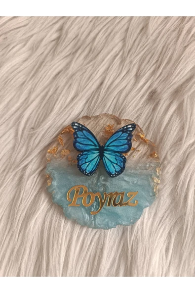Doğrukan Hediyelik 10 adet mavi kelebekli mavi epoksi magnet yenidoğan doğum günü hediyelik - 2