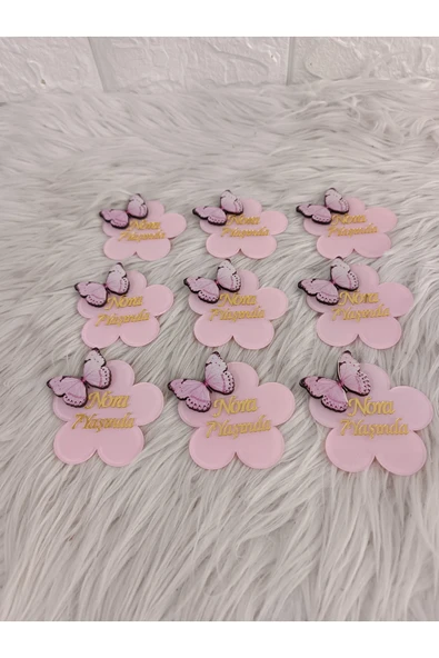 Doğrukan Hediyelik 10 adet papatya şeklinde pleksili kelebek figürlü yenidoğan doğum günü mevlüt magnet hediyelik - 3