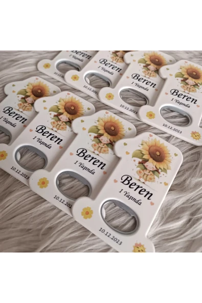 Doğrukan Hediyelik 10 adet ayçiçekli kızlı 1 rakam açacak doğum günü magnet yenidoğan doğum günü mevlüt hediyelikleri - Resim 2