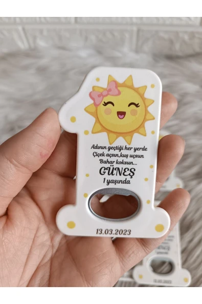 Doğrukan Hediyelik Güneş konsept 1 rakamlı yenidoğan doğum günü açacak magnet hediyelik 10 adet ürün görseli
