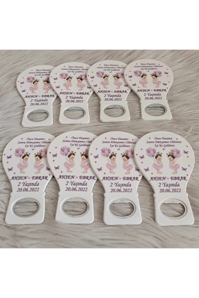 Doğrukan Hediyelik 25 adet ikiz kız bebek doğum günü balon açacak mevlüt magnet hediyelik - Resim 3