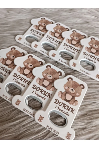 Doğrukan Hediyelik Ayıcıklı 1 rakam açacak yenidoğan doğum günü magnet hediyelikleri 10 adet - 3