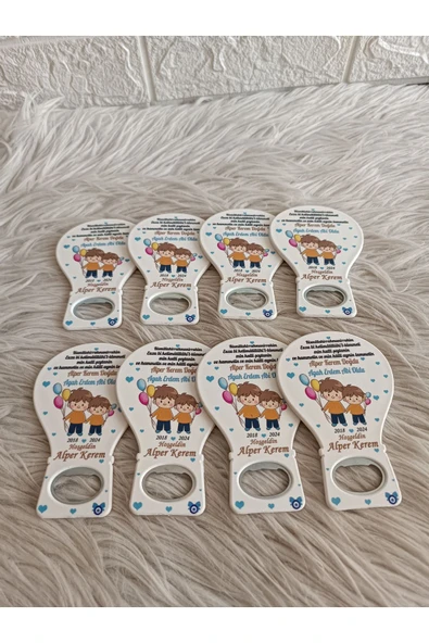 Doğrukan Hediyelik 25 adet abi erkek kardeş balon açacak yenidoğan magnet doğum günü mevlüt hediyelikleri - Resim 3