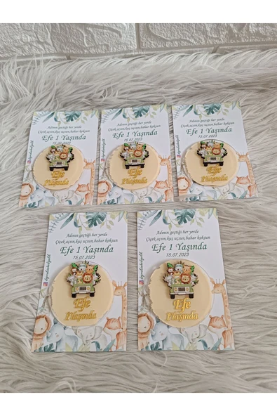 Doğrukan Hediyelik Kartlı safari konsept pleksi hediyelik yenidoğan doğum günü mevlüt magnet(10 adet) - Resim 3