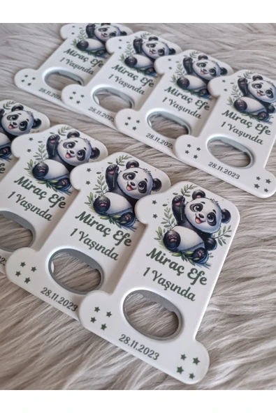 Doğrukan Hediyelik 50 adet panda konsept 1 rakam açacak magnet yenidoğan doğum günü mevlüt hediyelikleri - Resim 2