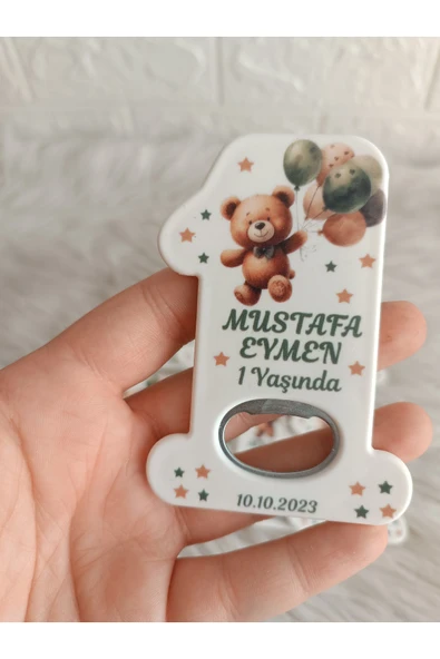 Doğrukan Hediyelik 25 adet yeşil balon tutan ayıcık figürlü 1 açacak magnet doğum günü hediyelikleri ürün görseli