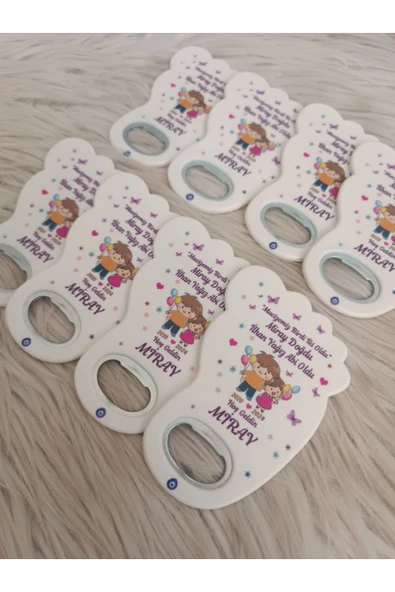 Doğrukan Hediyelik Abi kız kardeş ayak şeklinde açacak yenidoğan doğum günü mevlüt magnet hediyelik(25 adet) - Resim 2