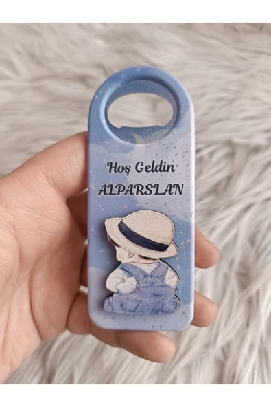 Doğrukan Hediyelik 10 adet arkası dönük oturan bebekli kabartmalı uzun açacak magnet doğum günü hediyelikleri ürün görseli