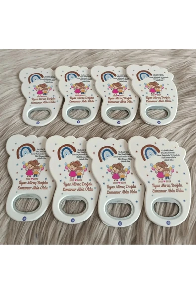 Doğrukan Hediyelik 25 adet abla kardeş ayak izi açacak yenidoğan doğum günü magnet hediyelik - Resim 3