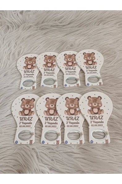 Doğrukan Hediyelik Kahverengi oturan ayıcıklı balon magnet açacak yenidoğan doğum günü mevlüt hediyelik(25 adet) - Resim 3