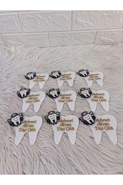 Doğrukan Hediyelik 10 adet diş pleksi magnet hediyelik yenidoğan doğum günü mevlüt hediyelikleri - Resim 3