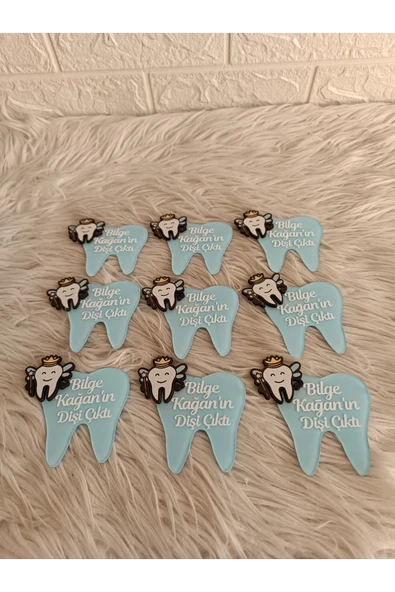 Doğrukan Hediyelik 10 adet diş şeklinde pleksi magnet mavi renk yenidoğan doğum günü mevlüt hediyelikleri - Resim 3