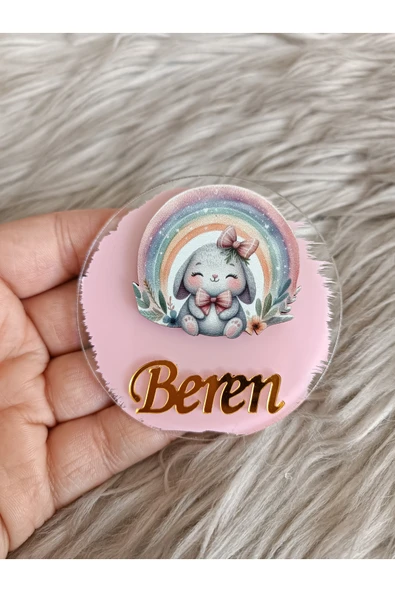 Doğrukan Hediyelik Gökkuşaklı tavlan figürlü pleksi yenidoğan doğum günü magnet hediyelik (10 adet)