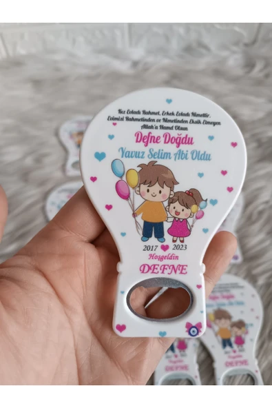 Doğrukan Hediyelik 25 Adet Abi Kız Kardeş Yenidoğan Balon Açacak Hediyelik Magnet ürün görseli