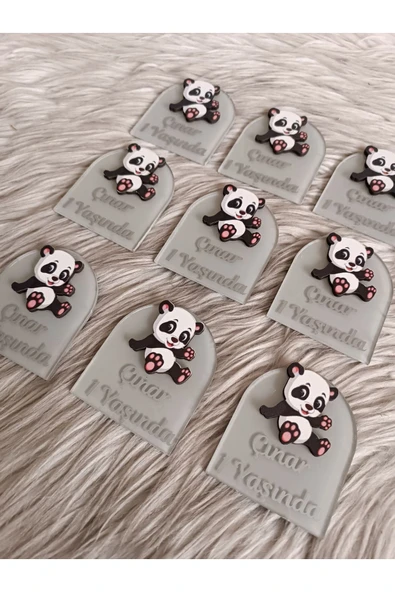 Doğrukan Hediyelik Panda figürlü pencere şeklinde pleksili yenidoğan doğum günü magnet hediyelik(10 adet) - Resim 2