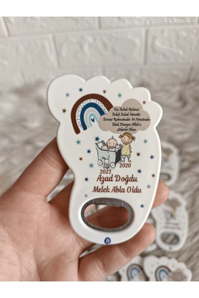 Doğrukan Hediyelik 25 Adet Abla Erkek Kardeş Ayak Şeklinde Açacak Magnet Hediyelik ürün görseli