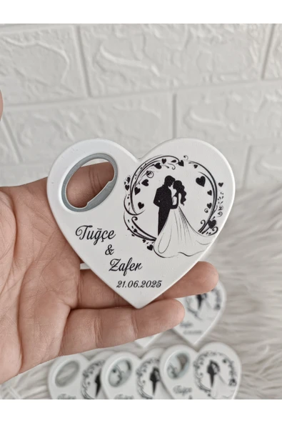 Doğrukan Hediyelik 20 adet gelin damatlı düğün nişan nikah kalp açacak magnet hediyelik