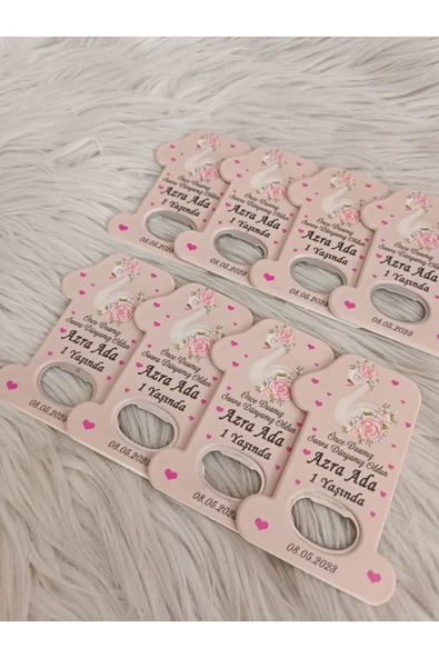 Doğrukan Hediyelik 10 adet kuğulu 1 rakam açacak magnet hediyelik yenidoğan doğum günü mevlüt magnet - Resim 2