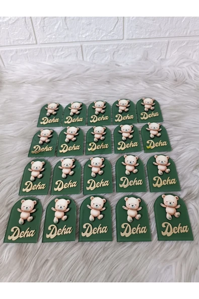 Doğrukan Hediyelik Ayıcıklı Pencere Pleksi Yenidoğan Doğum Günü Hediyelik Buzdolabı Süsü Magnet(10 adet) - Resim 3