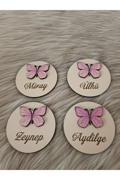 Doğrukan Hediyelik Kelebek Figürlü Ahşap Yenidoğan Doğum Günü Magnet Hediyelik(20 ADET) - Resim 2