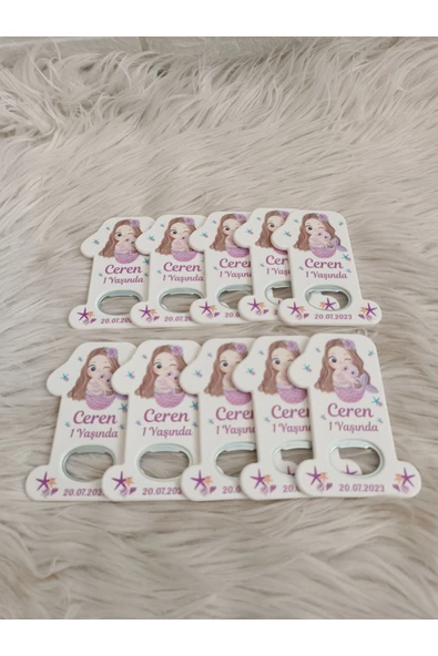 Doğrukan Hediyelik Deniz kızı konsept 1 açacak doğum günü hediyelik magnet yenidoğan (10 adet) - Resim 3