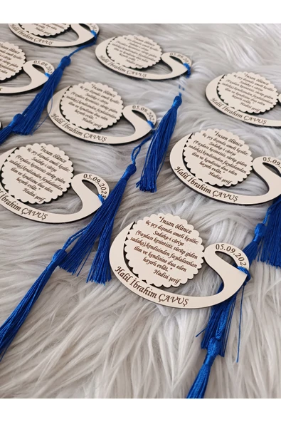 Doğrukan Hediyelik Ahşap Püsküllü Yenidoğan Doğum Günü Vav Magnet Hediyelik (20 adet) - Resim 2